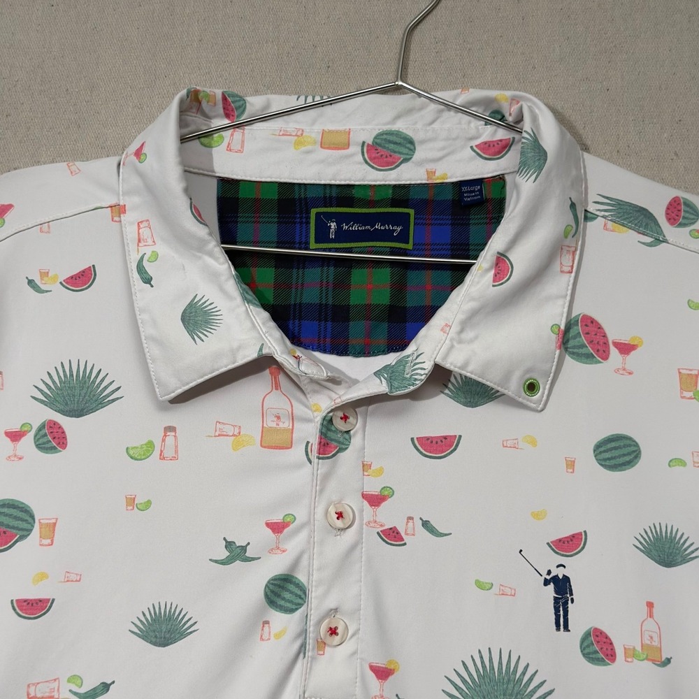 William Murray "Agua Caliente" Golf Polo Mens 2XL White Graphic Performance